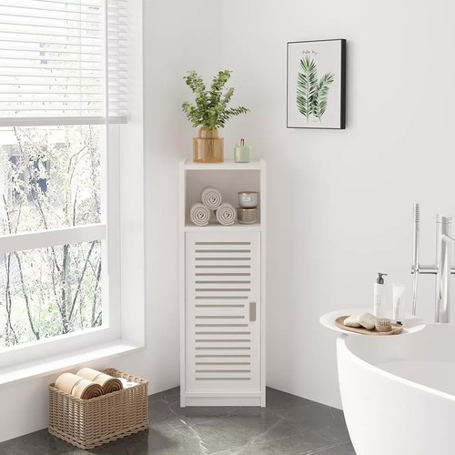 White bathroom floor - white, storage